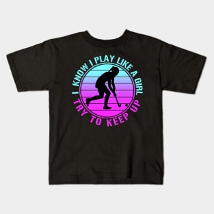 Vintage Hockey Girl Kids T-Shirt